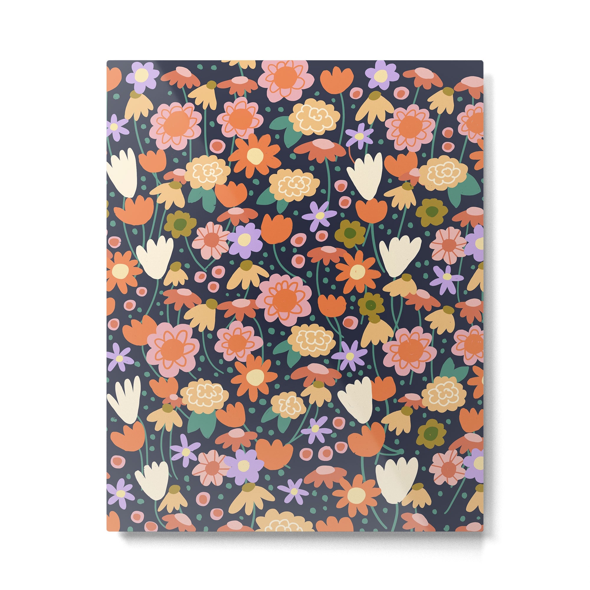 Floral pattern dark Metal Print Gallery Image 6