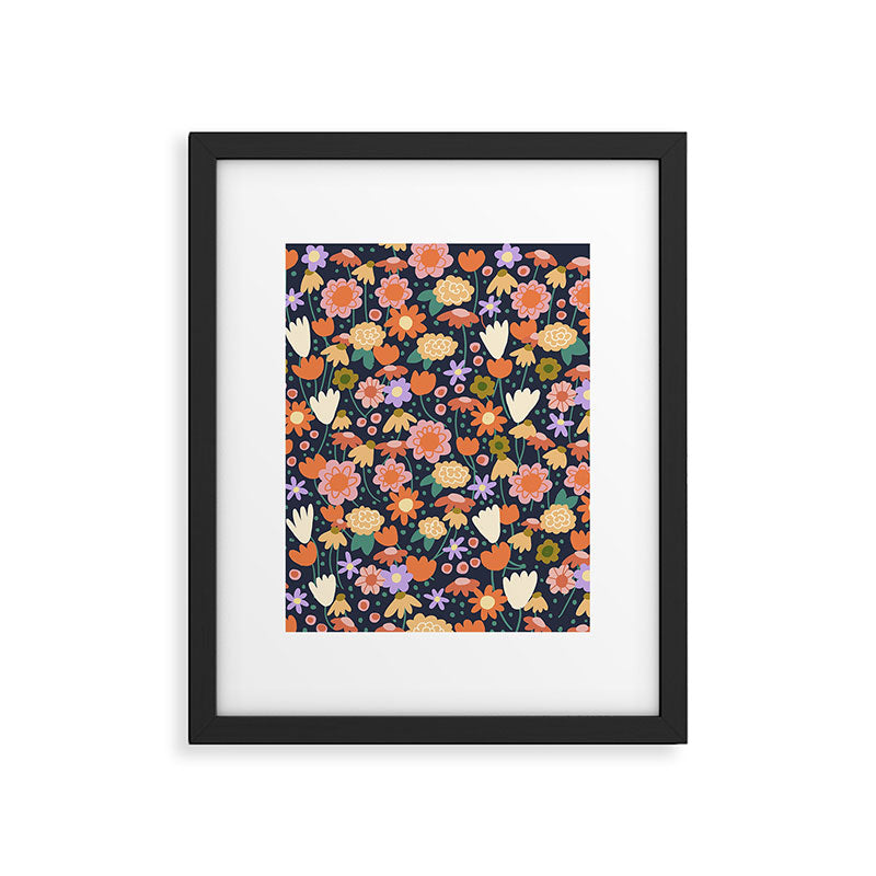 Floral pattern dark Framed Art Print Gallery Image 6