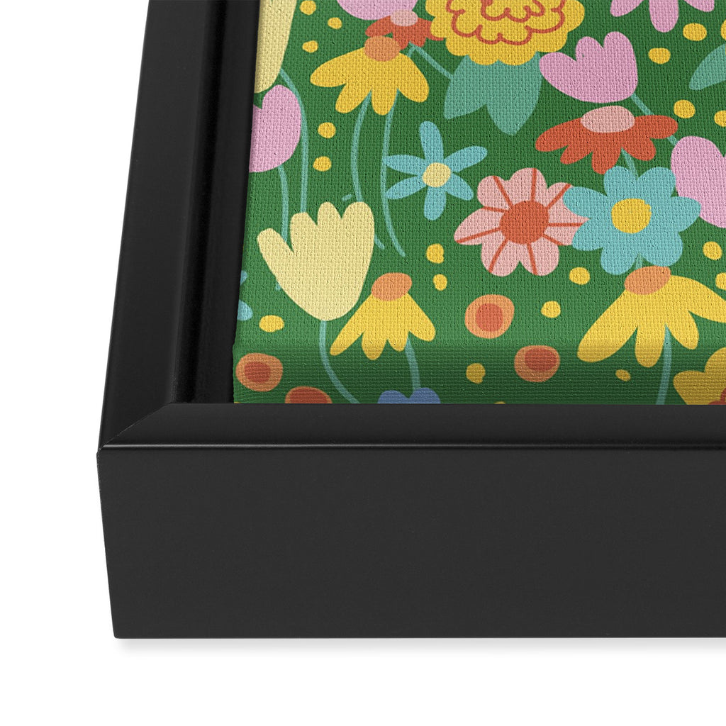 Floral pattern green Framed Canvas Print Gallery Image 3
