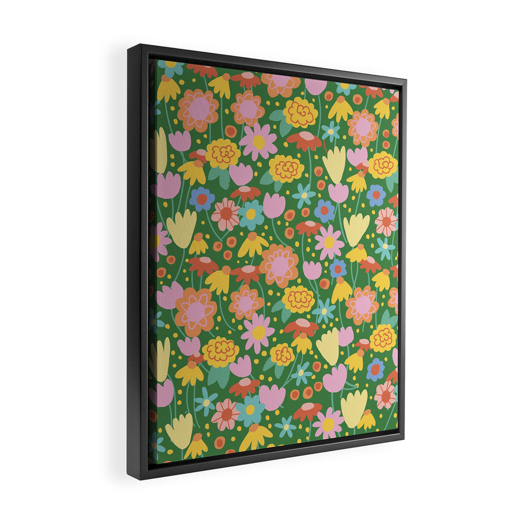Floral pattern green Framed Canvas Print Gallery Image 2