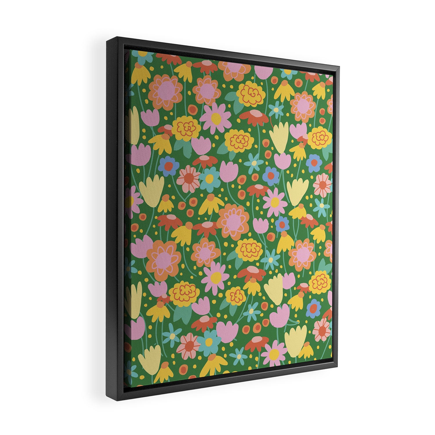 Floral pattern green Framed Canvas Print Gallery Image 2