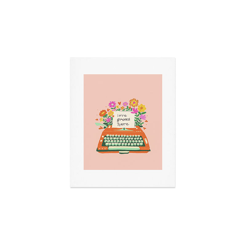 Floral typewriter Art Print Gallery Image 1