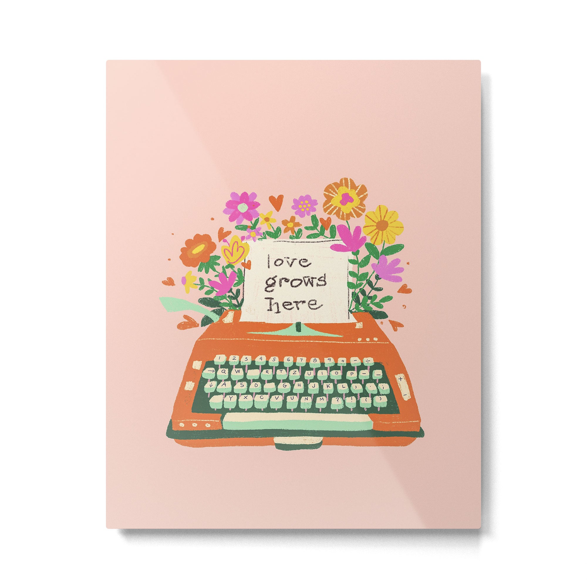 Floral typewriter Metal Print Gallery Image 6