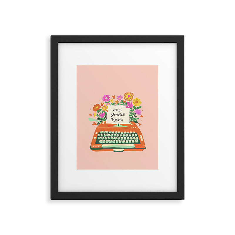 Floral typewriter Framed Art Print Gallery Image 6