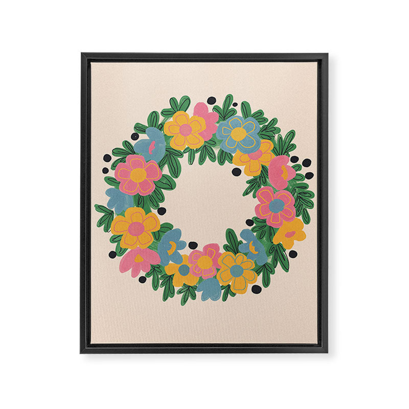 Floral Wreath Framed Canvas Print Gallery Image 8