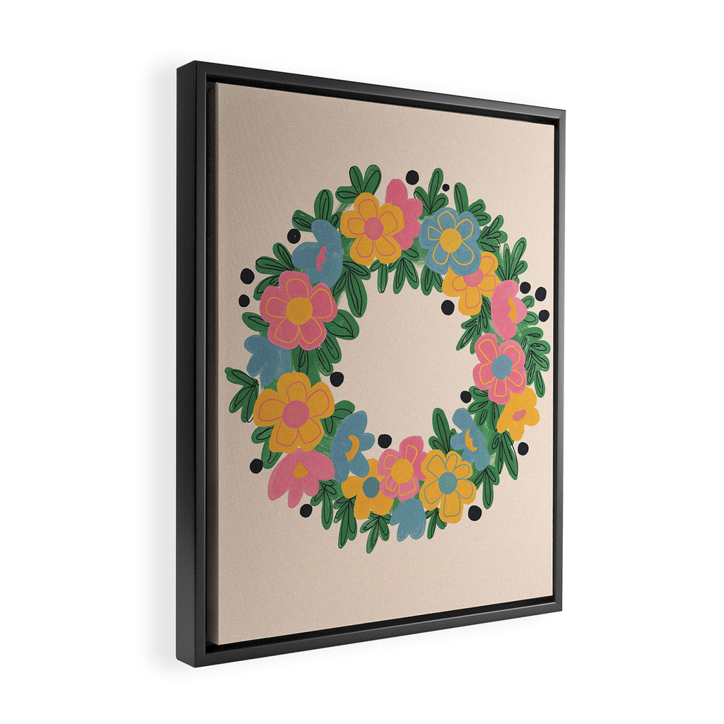 Floral Wreath Framed Canvas Print Gallery Image 2