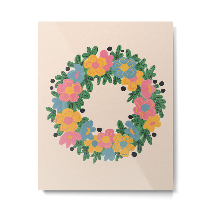 Floral Wreath Metal Print Gallery Image 1