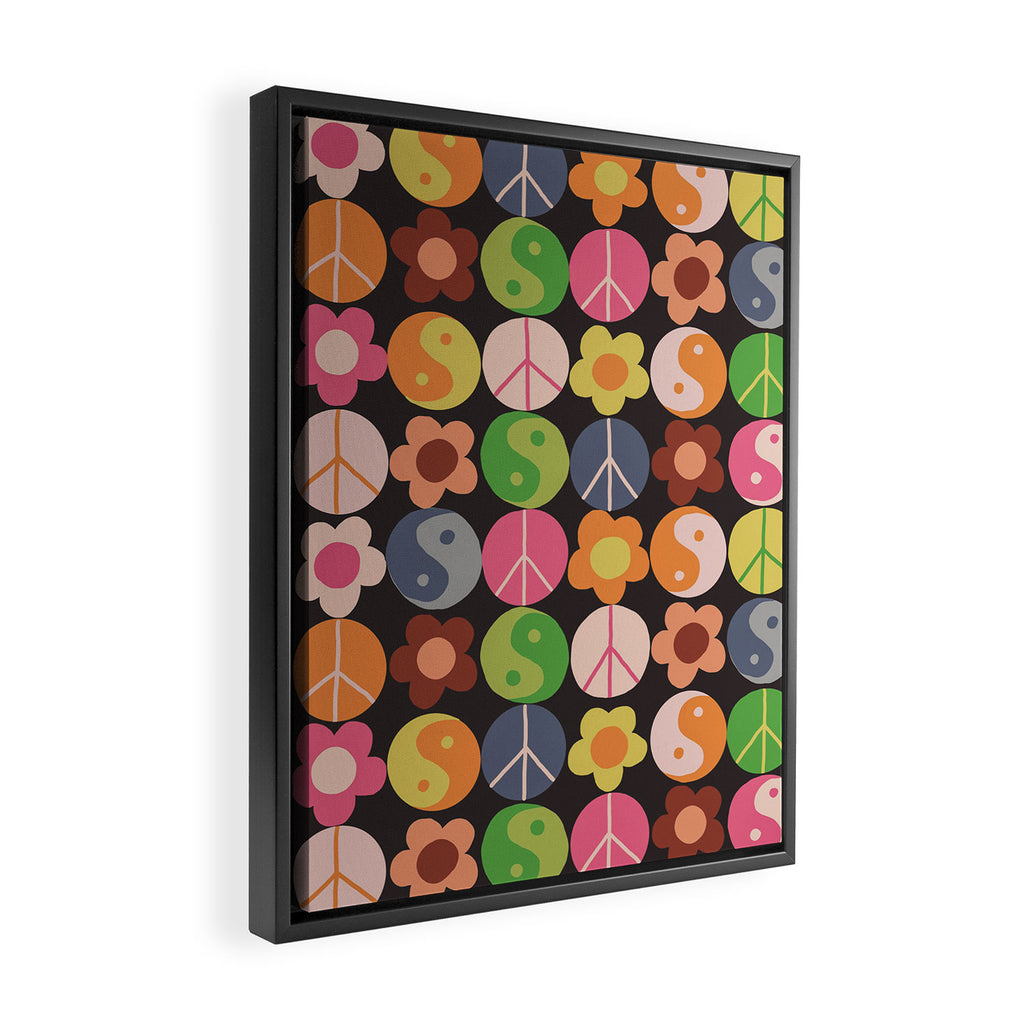 Flower power black Framed Canvas Print Gallery Image 2