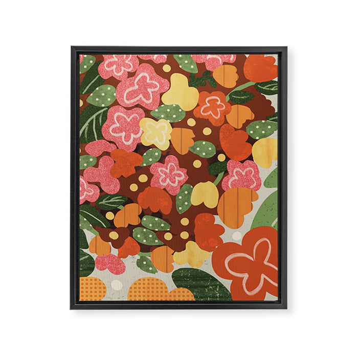 Folk Flowers Framed Canvas Print Gallery Image 1