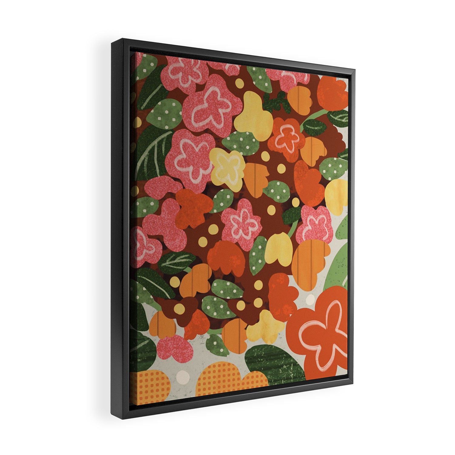 Folk Flowers Framed Canvas Print Gallery Image 2