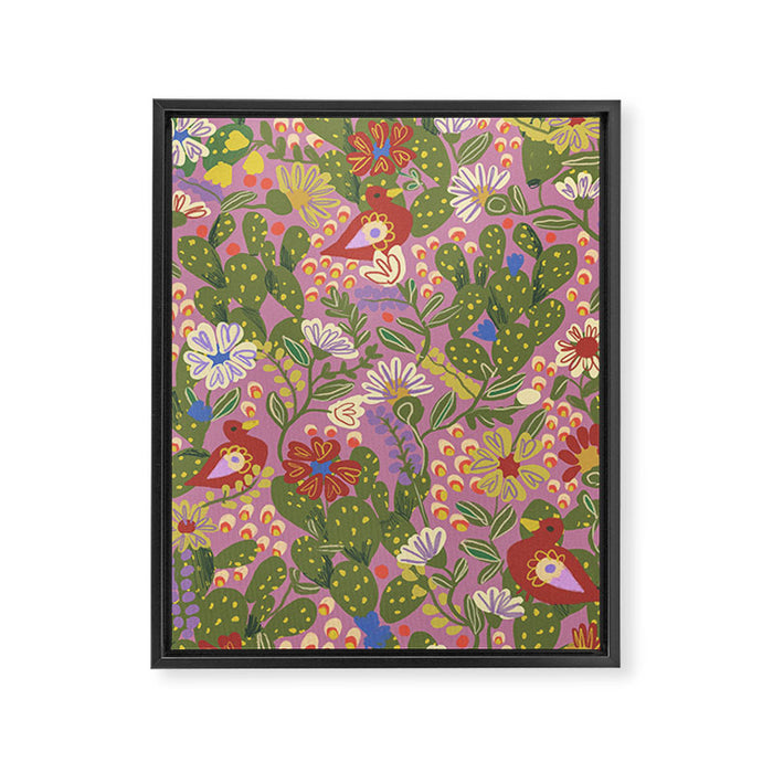 Folky violet Framed Canvas Print Gallery Image 1