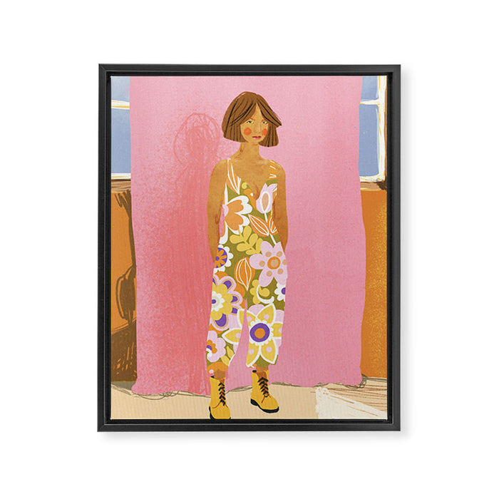 Girl who Loves Jumpsuits Framed Canvas Print Gallery Image 1