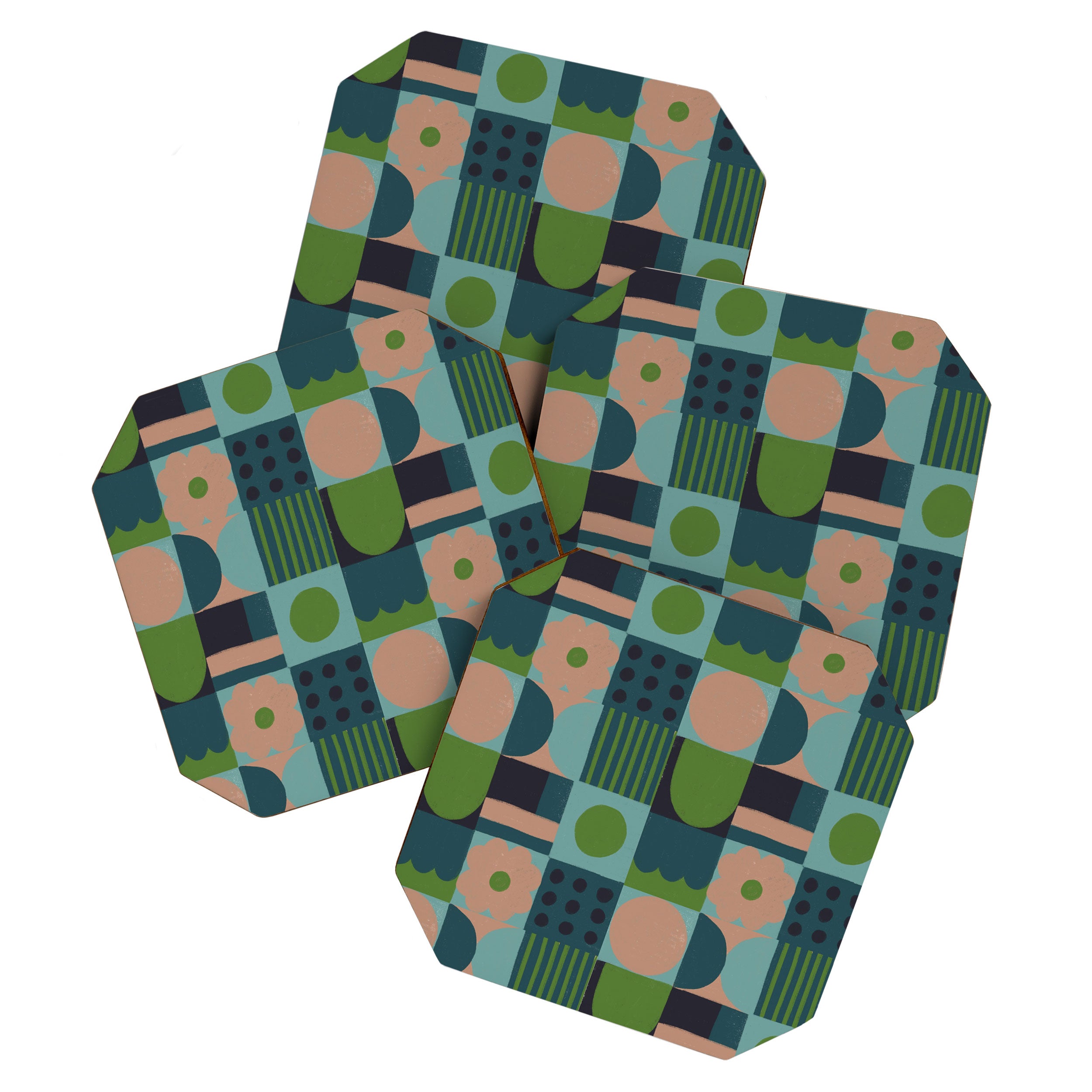 Green and blue tiles Coaster Gallery Image 1