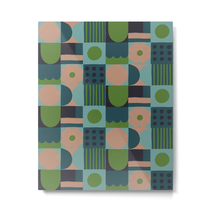 Green and blue tiles Metal Print Gallery Image 1