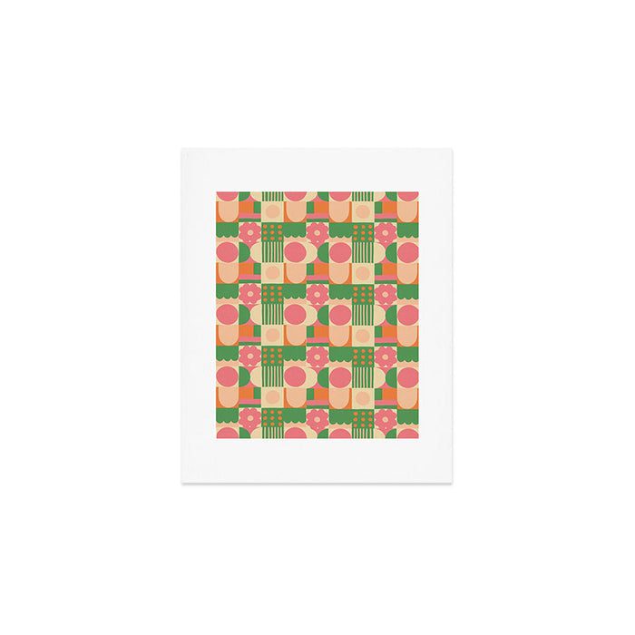 Green and pink tiles Art Print Gallery Image 1