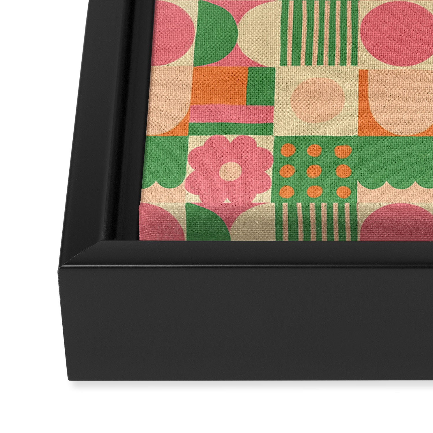 Green and pink tiles Framed Canvas Print Gallery Image 3
