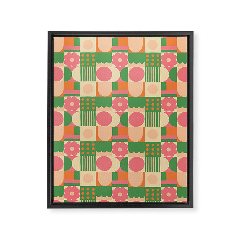 Green and pink tiles Framed Canvas Print Gallery Image 8