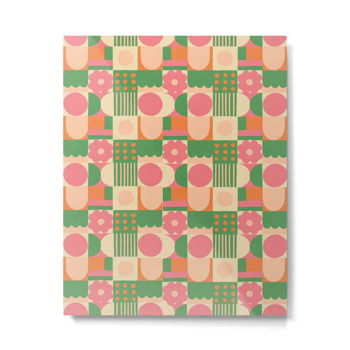 Green and pink tiles Metal Print Gallery Image 1