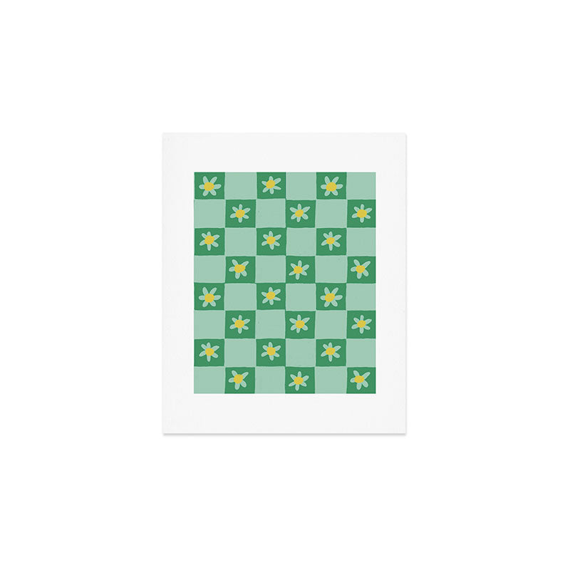Green checkerboard Art Print Gallery Image 1