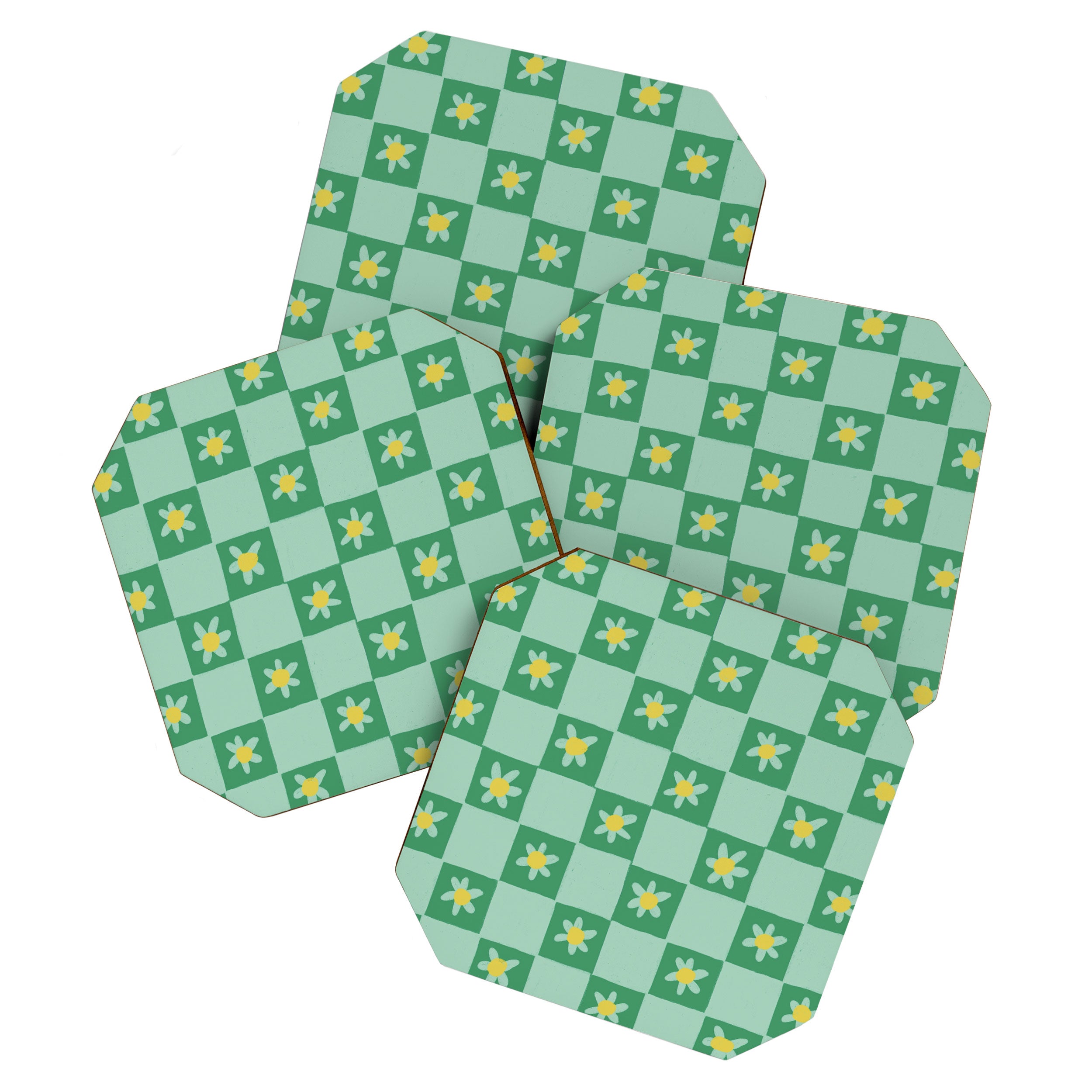 Green checkerboard Coaster Gallery Image 1