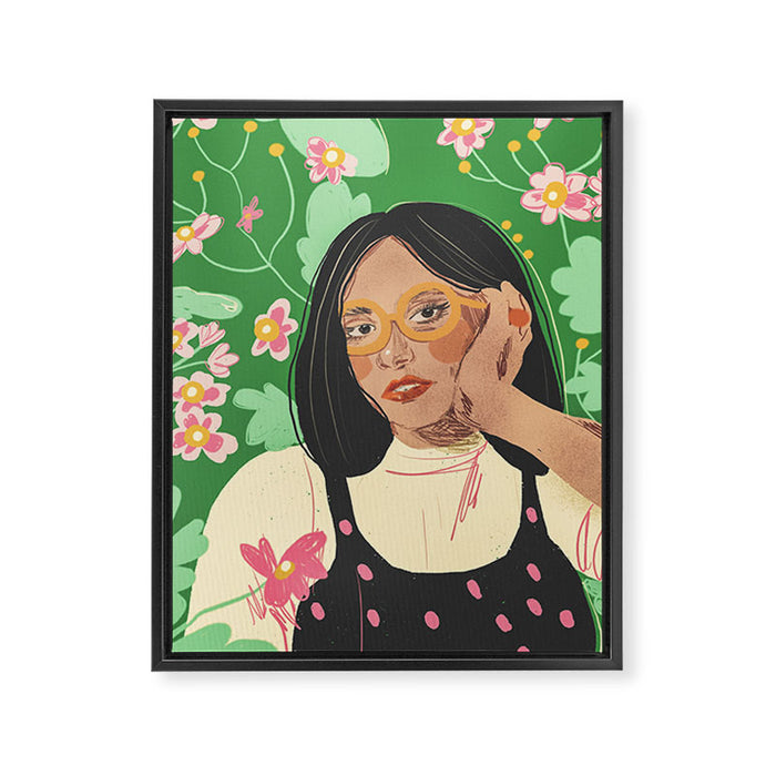 Green portrait Framed Canvas Print Gallery Image 1