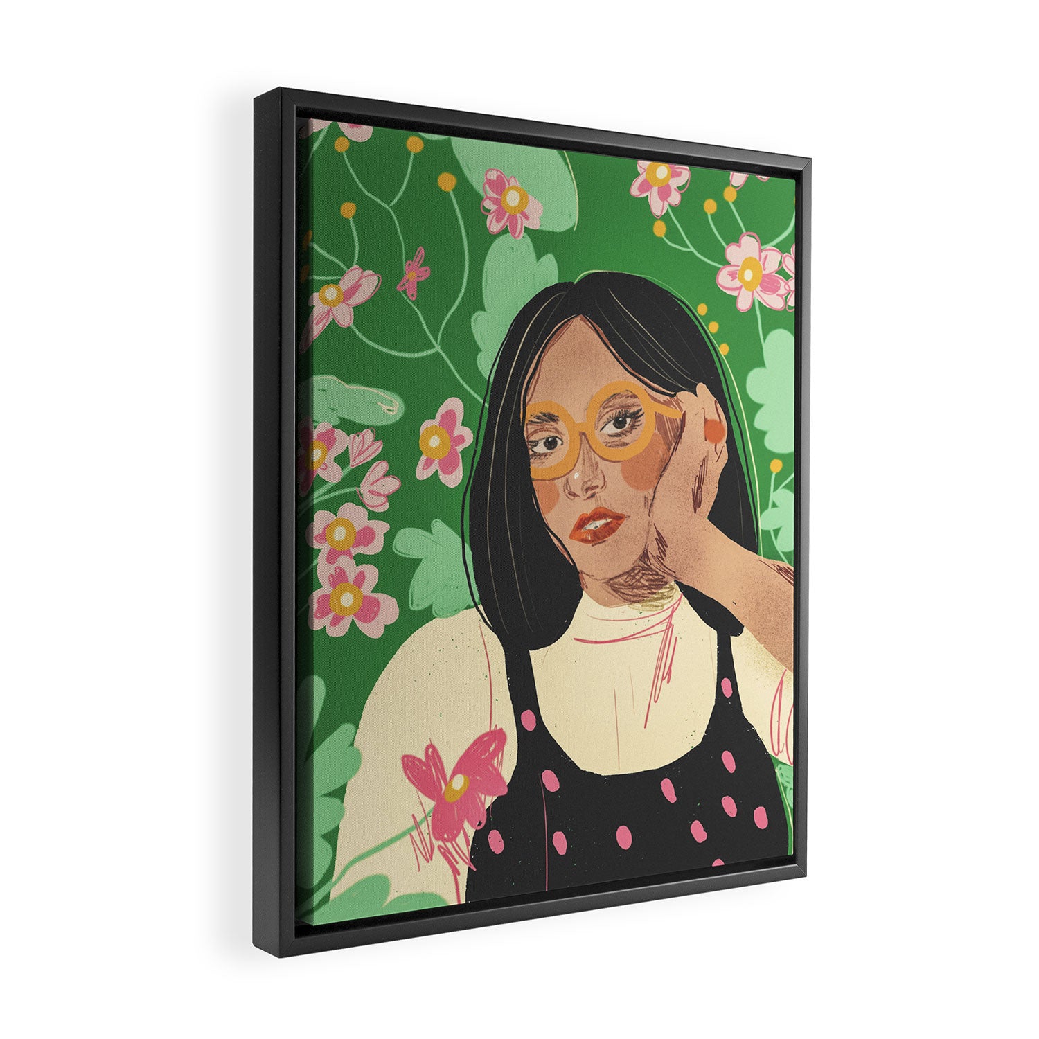 Green portrait Framed Canvas Print Gallery Image 2