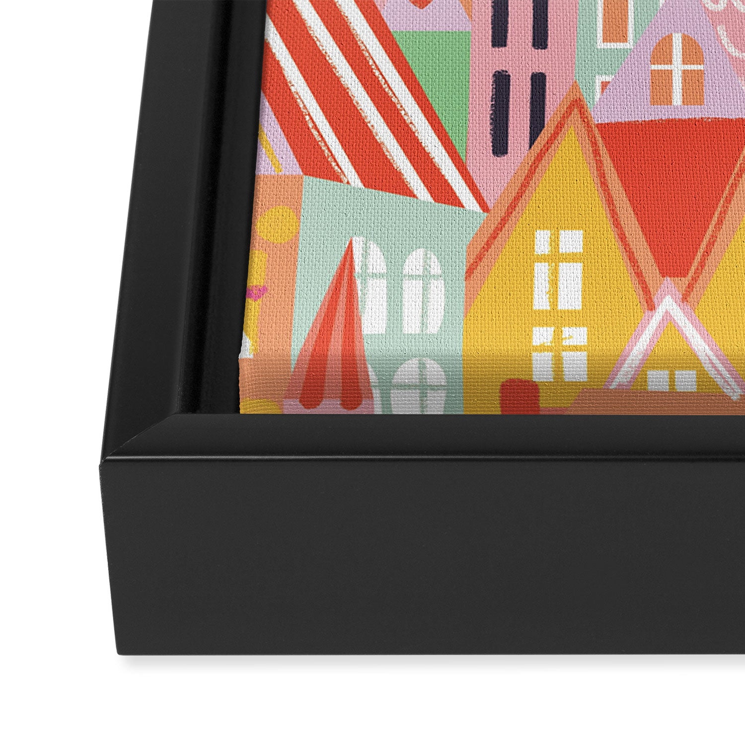 Happy city Framed Canvas Print Gallery Image 3