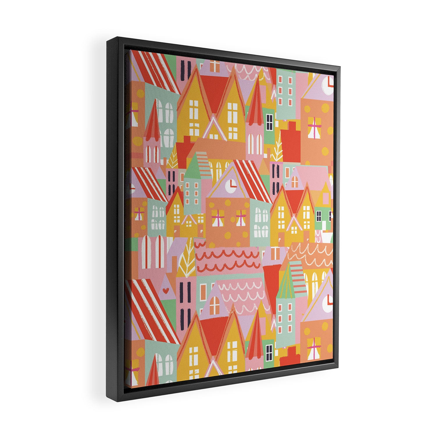 Happy city Framed Canvas Print Gallery Image 2