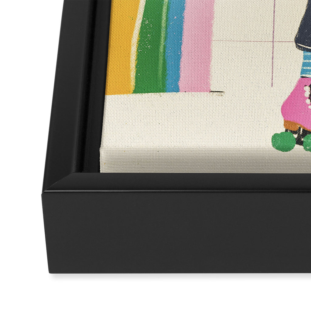 Happy rollerskates Framed Canvas Print Gallery Image 3