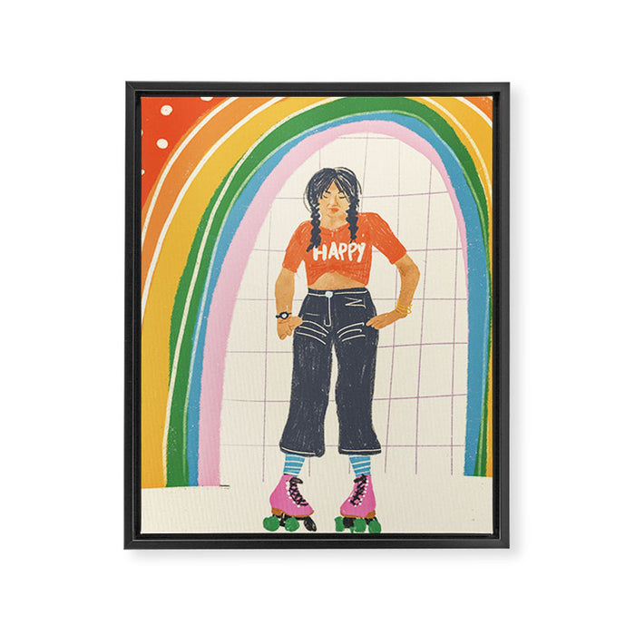 Happy rollerskates Framed Canvas Print Gallery Image 1