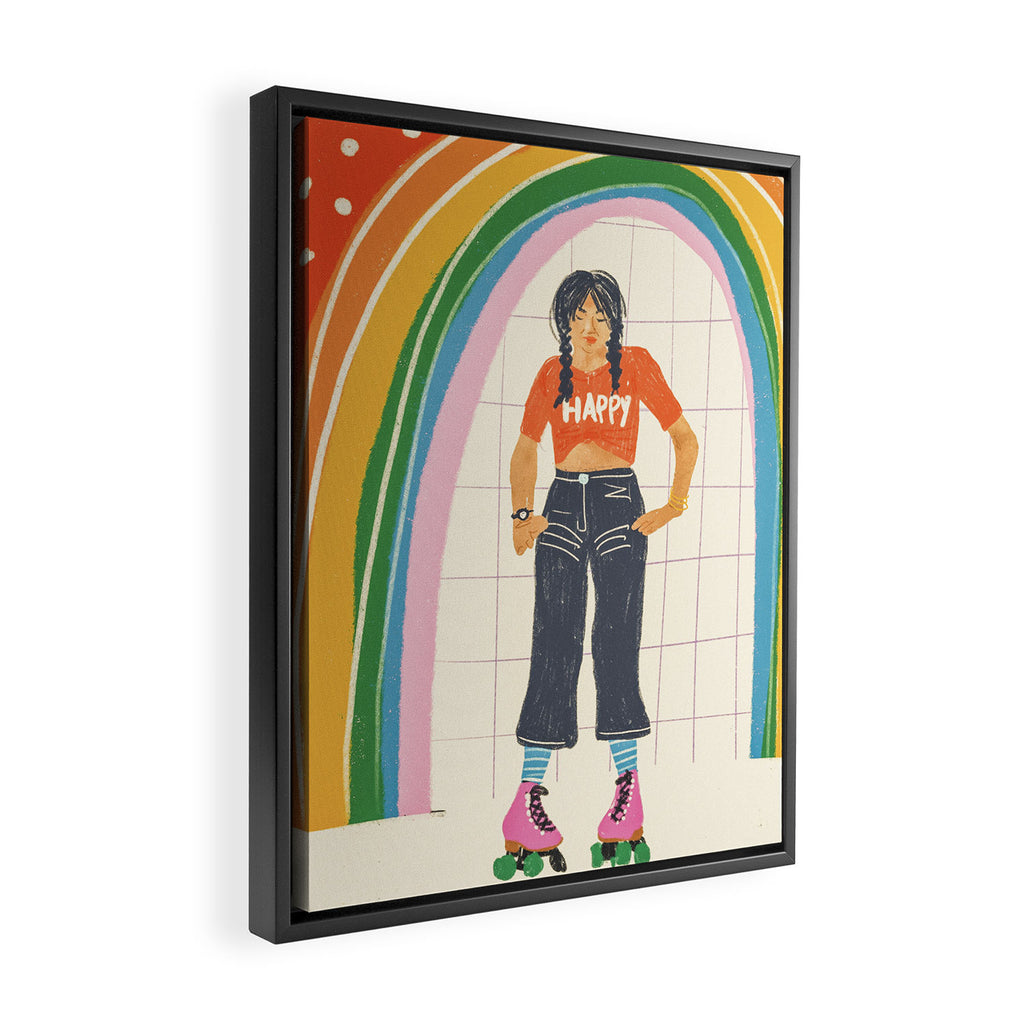 Happy rollerskates Framed Canvas Print Gallery Image 2