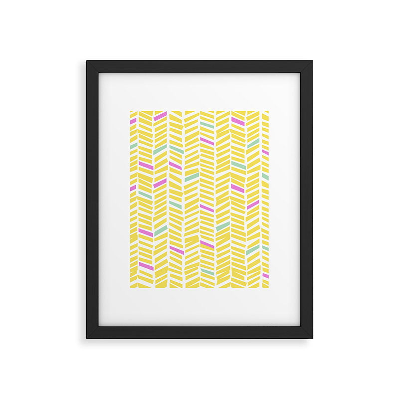 Herringbone Yellow Framed Art Print Gallery Image 6