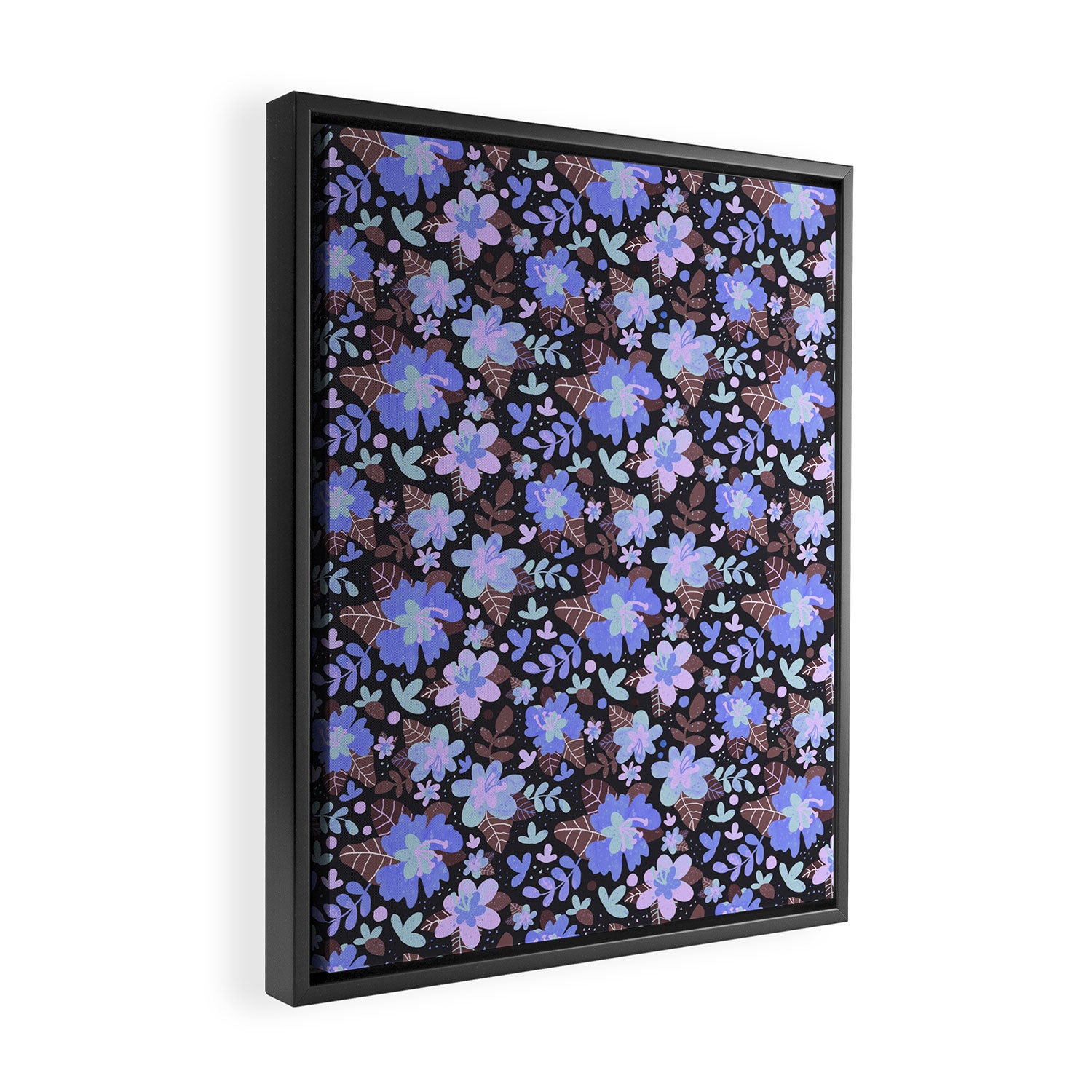Hibiscus lilac pattern Framed Canvas Print Gallery Image 2