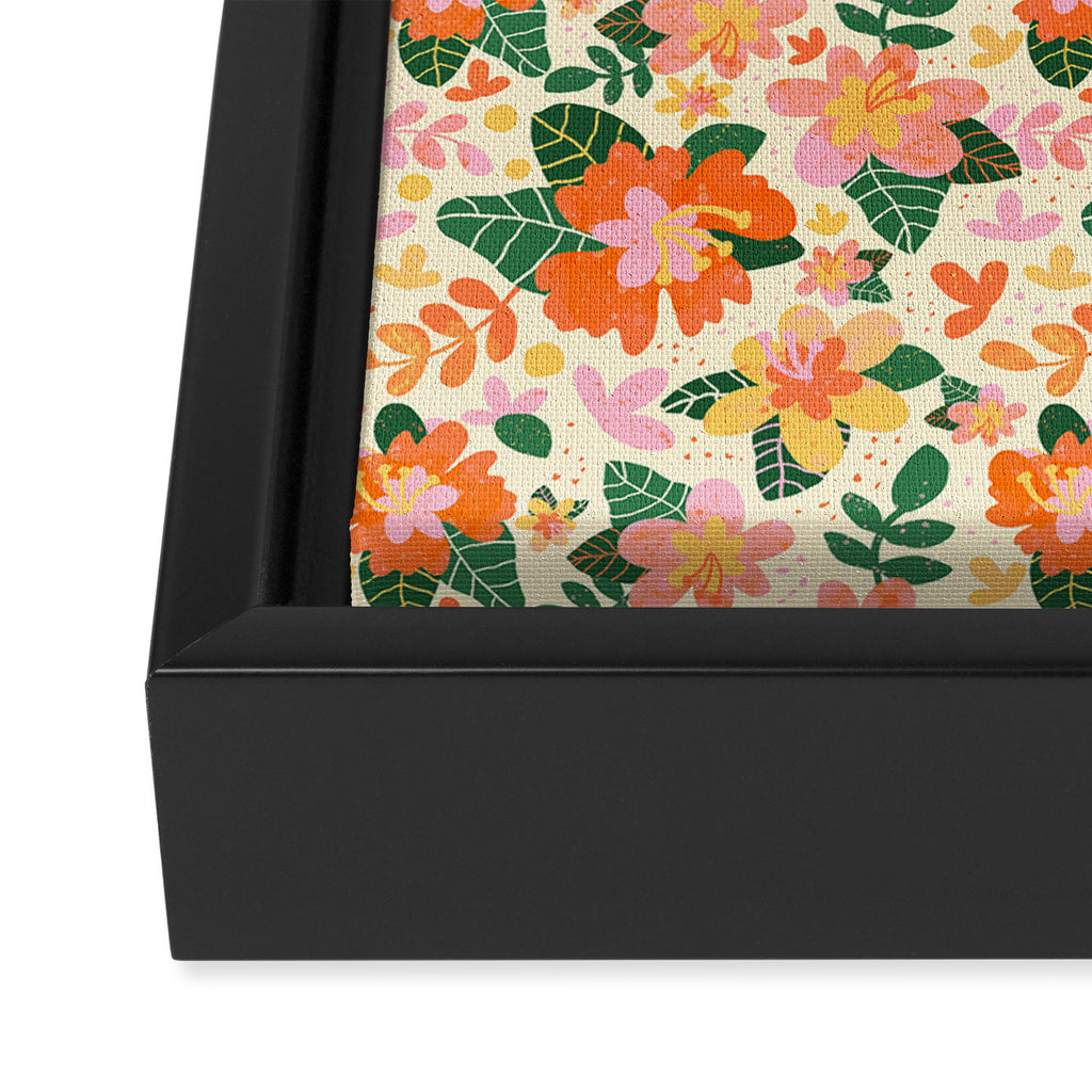 Hibiscus orange pattern Framed Canvas Print Gallery Image 3