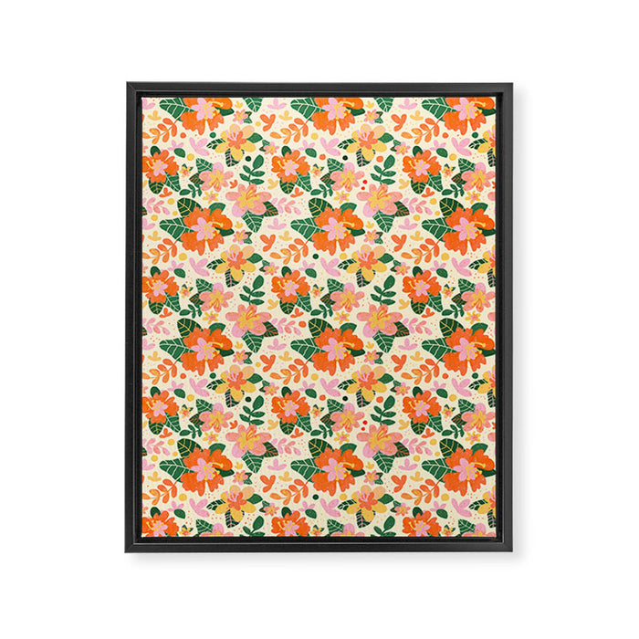 Hibiscus orange pattern Framed Canvas Print Gallery Image 1