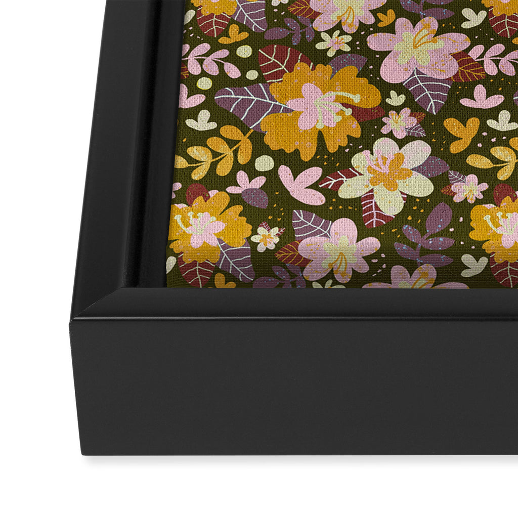 Hibiscus retro pattern Framed Canvas Print Gallery Image 3