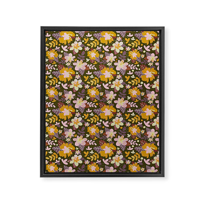 Hibiscus retro pattern Framed Canvas Print Gallery Image 1