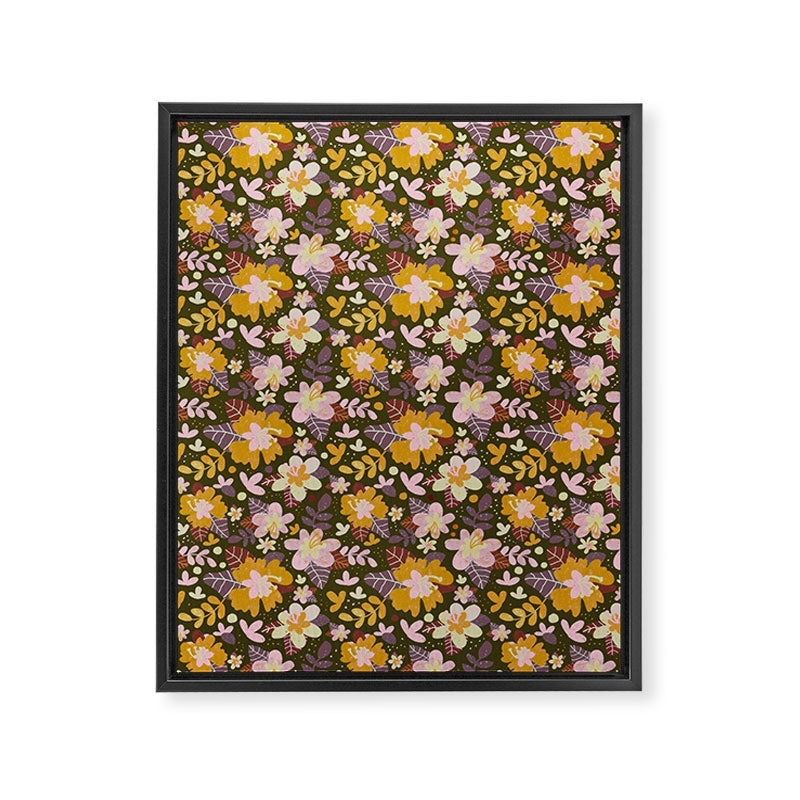 Hibiscus retro pattern Framed Canvas Print Gallery Image 6