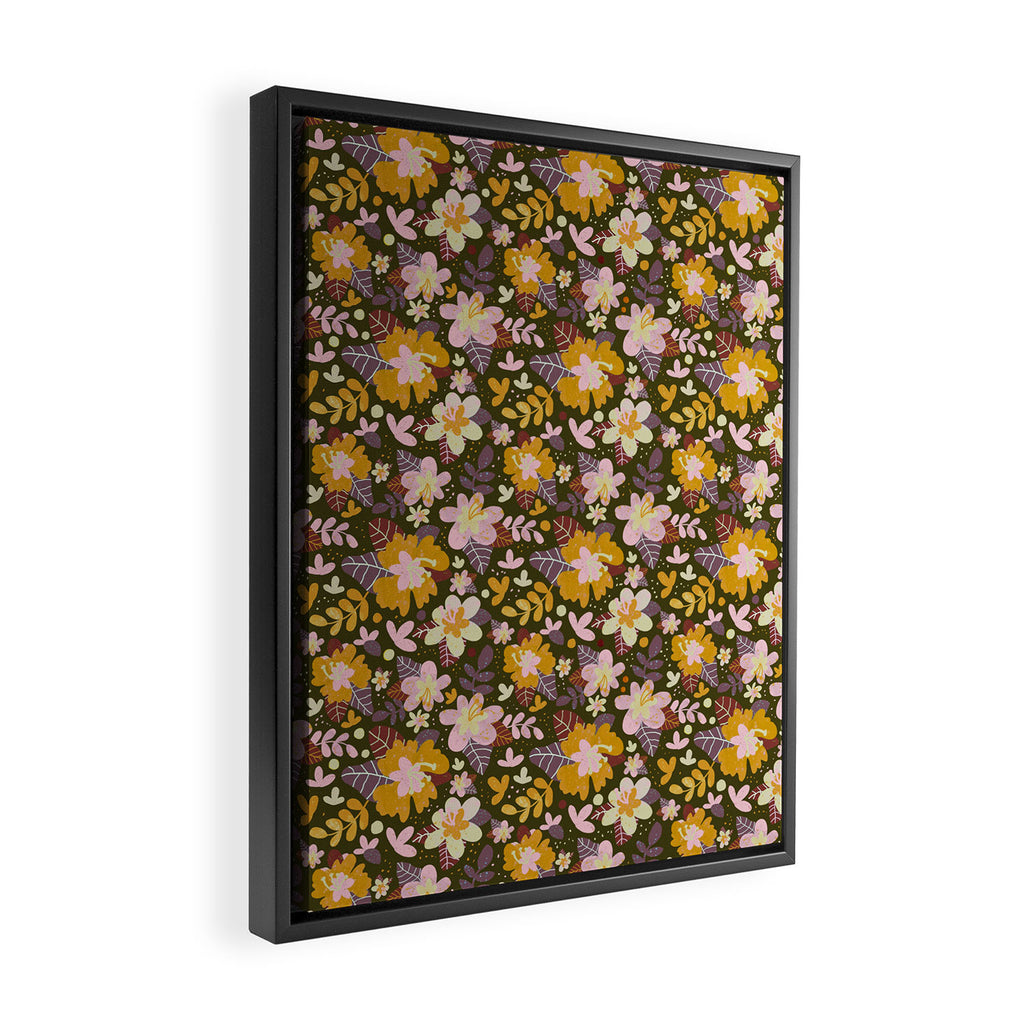 Hibiscus retro pattern Framed Canvas Print Gallery Image 2
