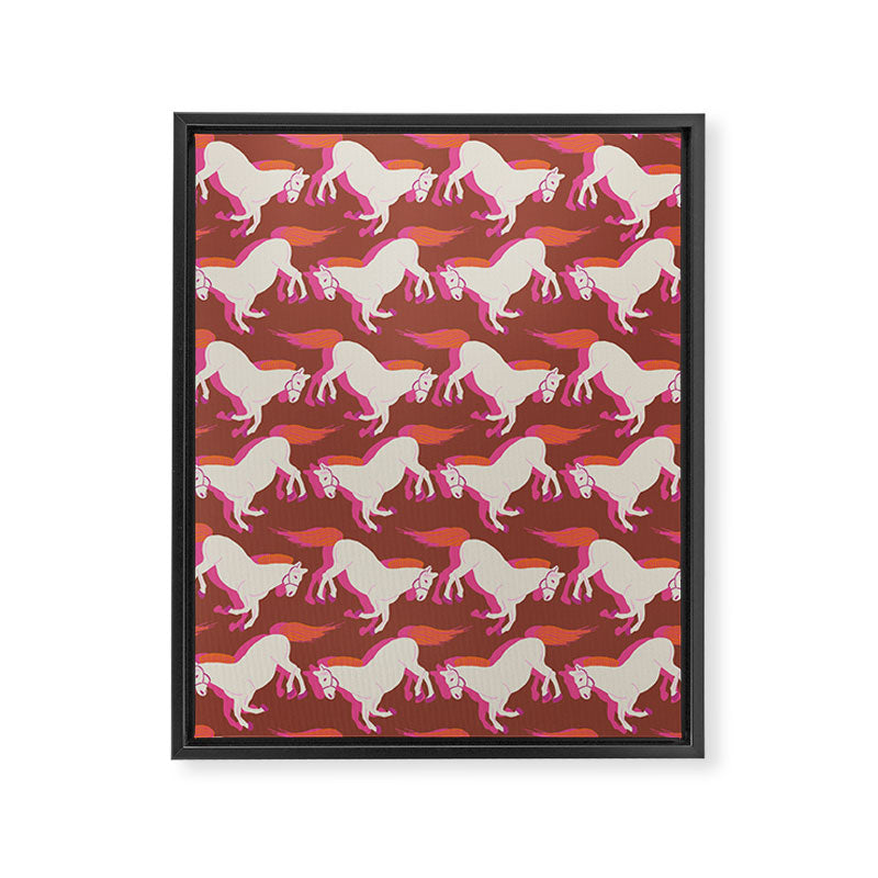 Horses in red Framed Canvas Print Gallery Image 8