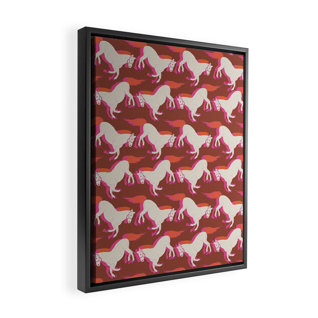 Horses in red Framed Canvas Print Gallery Image 2