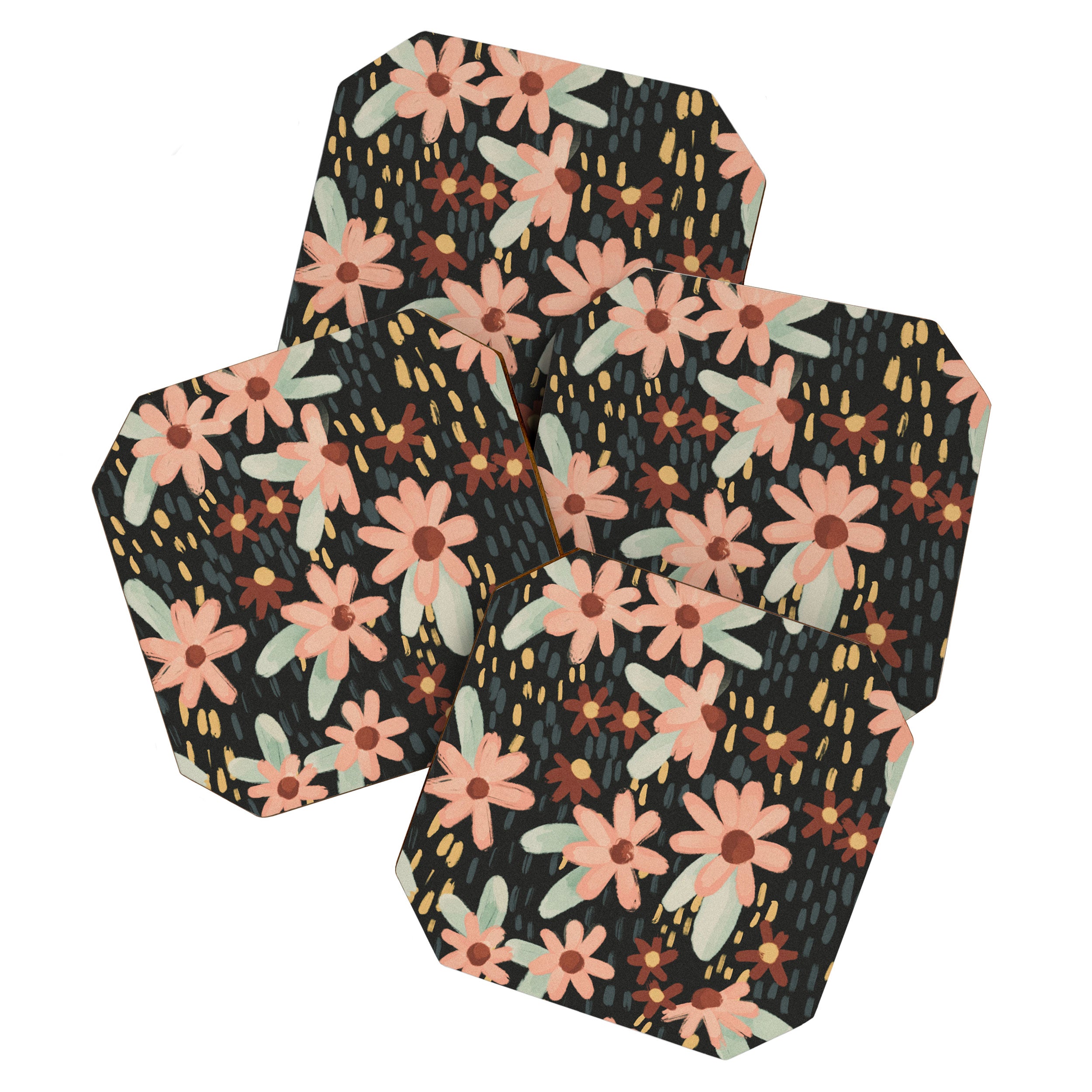 Kate Floral Dark Pattern Coaster Gallery Image 1