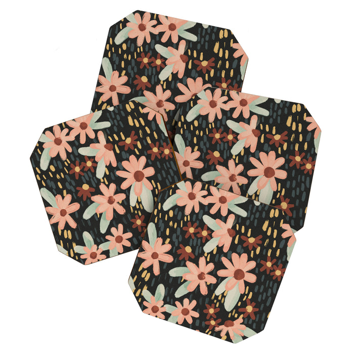 Kate Floral Dark Pattern Coaster Gallery Image 1
