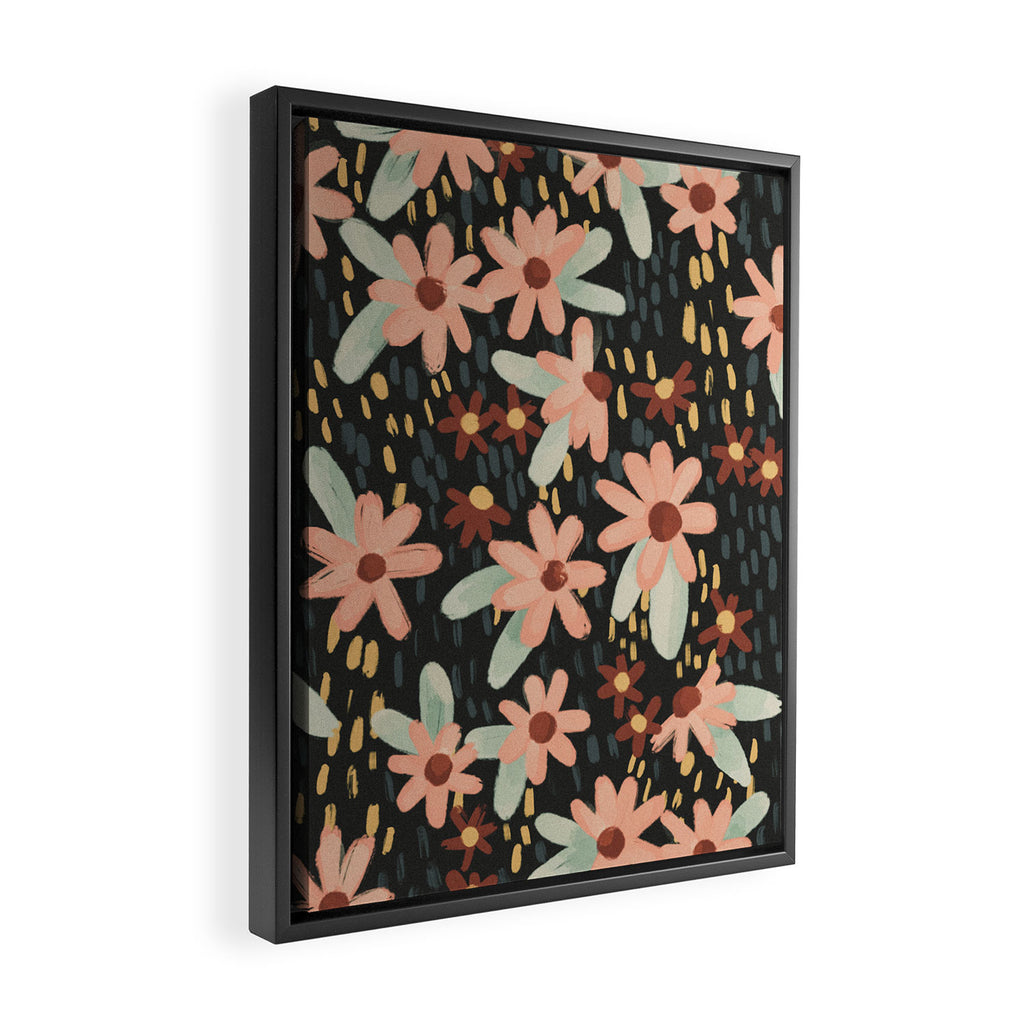 Kate Floral Dark Pattern Framed Canvas Print Gallery Image 2