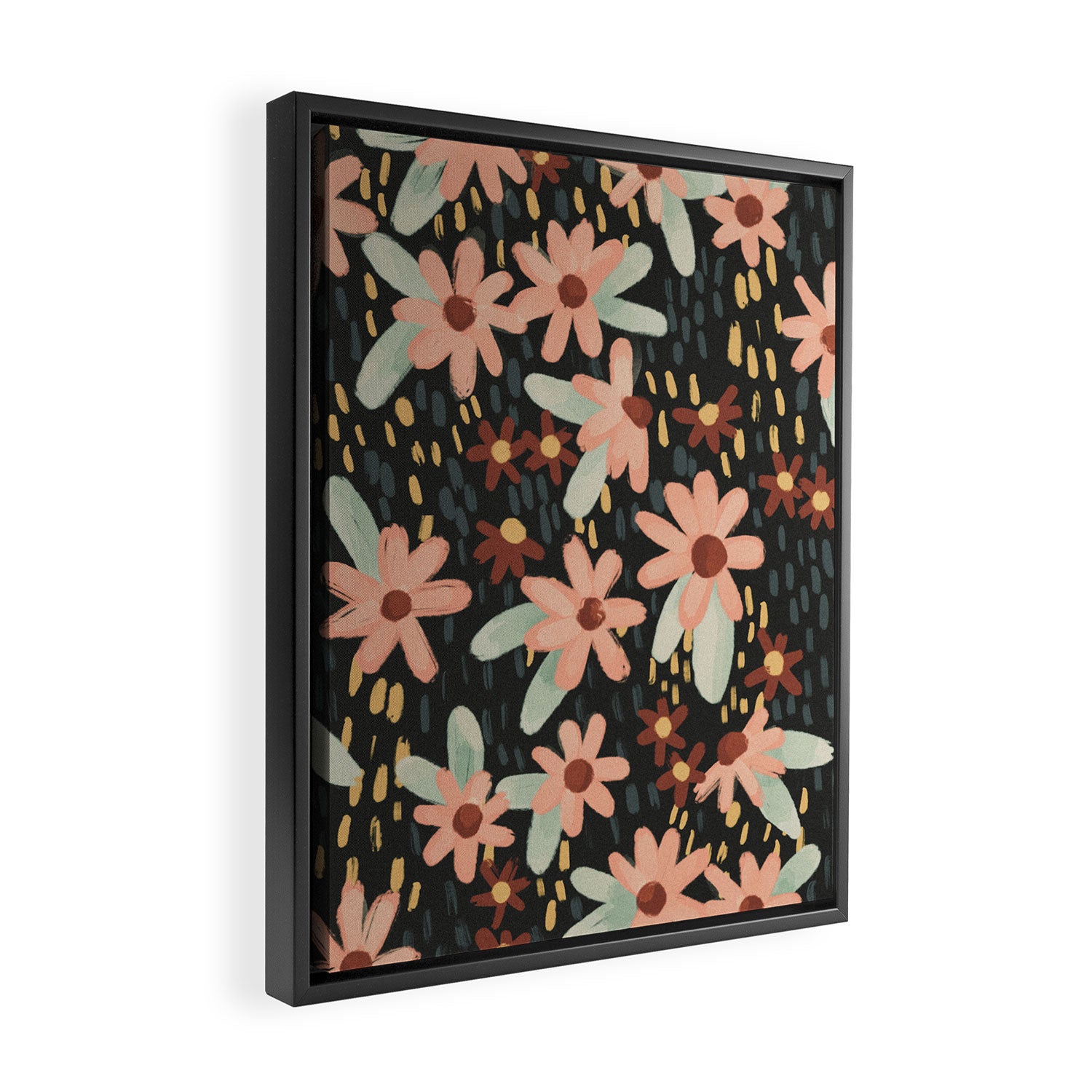 Kate Floral Dark Pattern Framed Canvas Print Gallery Image 2