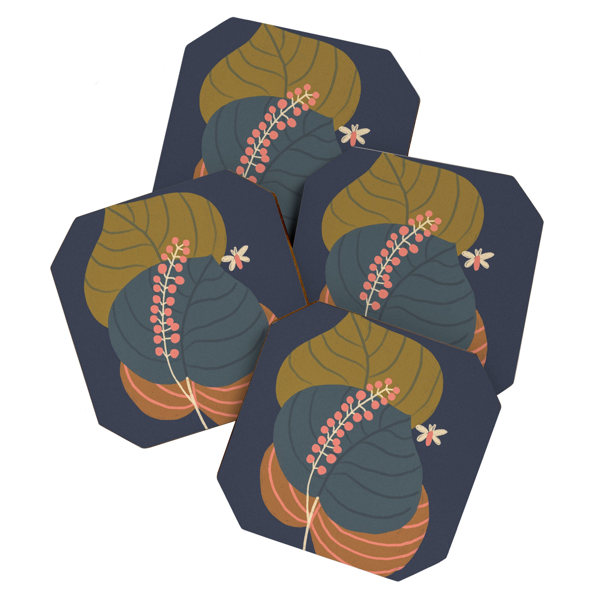 Leaves and moth Coaster Gallery Image 1