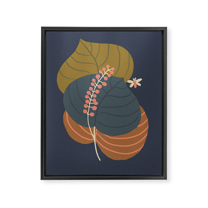 Leaves and moth Framed Canvas Print Gallery Image 1