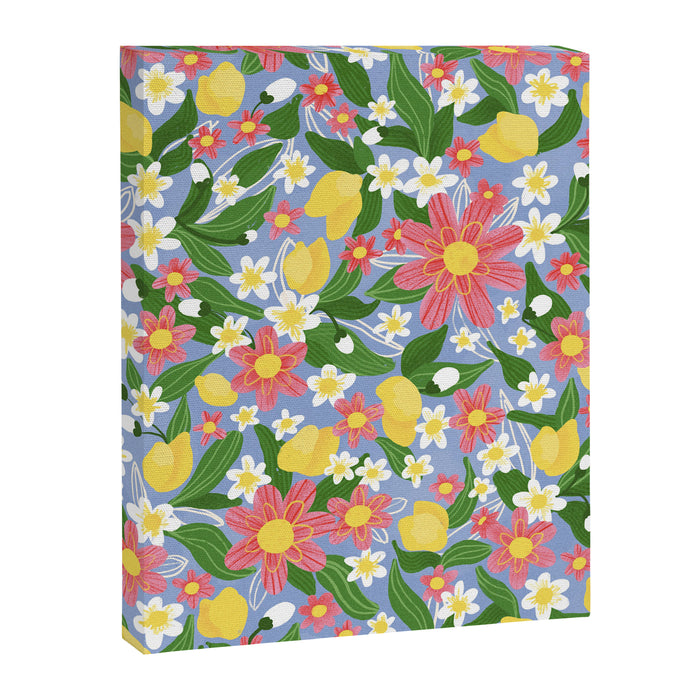 Lemons and Flowers on Blue Canvas Print Gallery Image 1