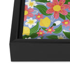 Lemons and Flowers on Blue Framed Canvas Print Gallery Image 3