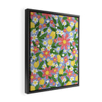 Lemons and Flowers on Blue Framed Canvas Print Gallery Image 2